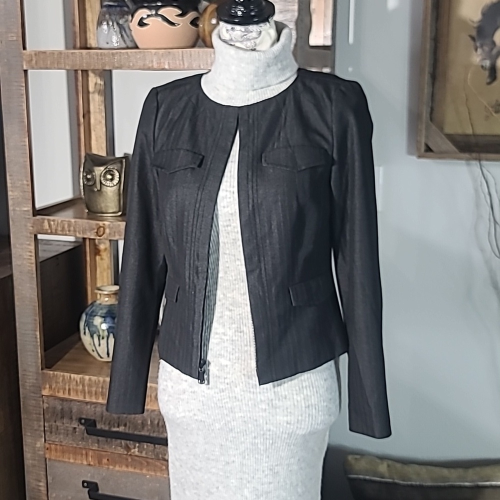 Semantiks Black Women's Zipper Front Jacket Blazer - Picture 2 of 11